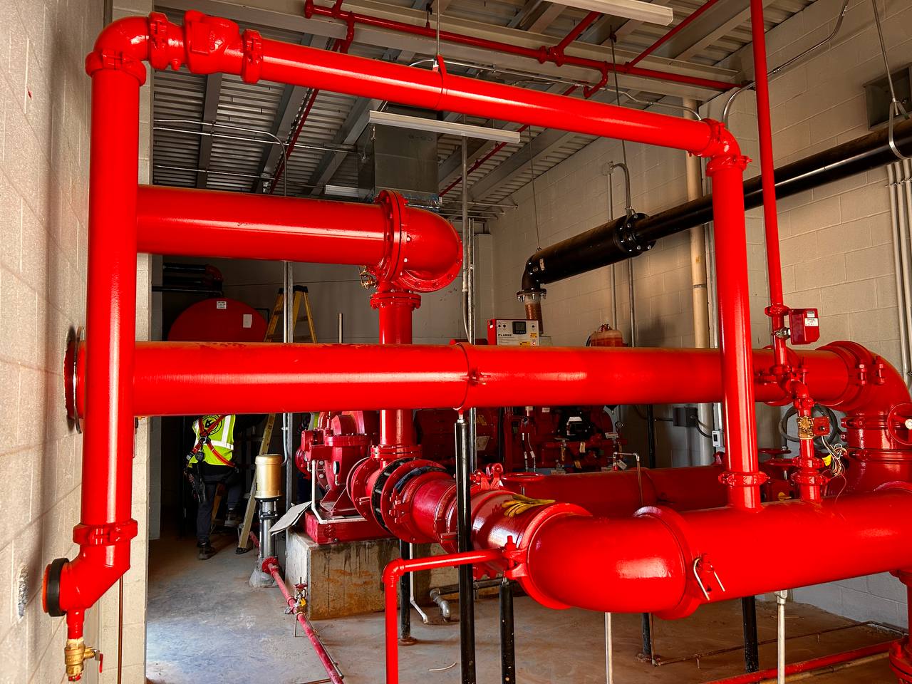 Commercial fire suppression pump room installation